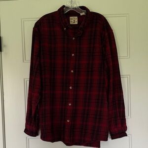 RedHead Red and Black Plaid Button-Down Men's Shirt